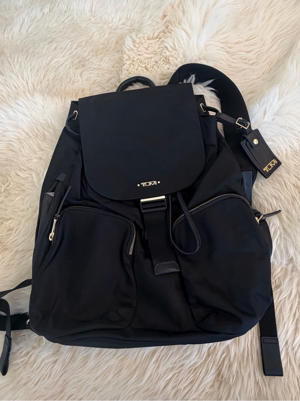 Tumi Black Nylon Backpack with Gold Hardware - Picture 11 of 13